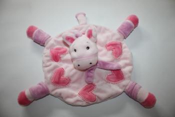 Voici le doudou plat cheval rond rose Kimbaloo d'occasion