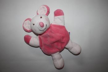 Doudou souris rose cercles marionnette Sucre d'Orge