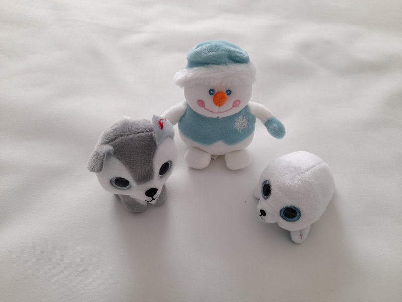 Lot de 3 petits doudous bébé phoque & renard TY bonhomme de neige Gipsy