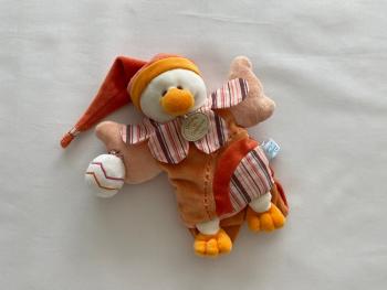 Doudou marionnette canard Banjo orange jaune oeuf Doudou et Compagnie