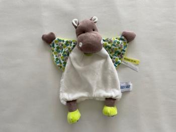 Doudou plat hippopotame Bazile vert blanc jungle BN0711 Baby Nat