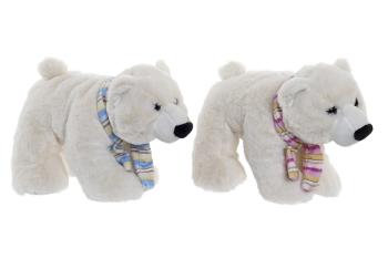 Peluche ours blanc écharpe rose 25 cm - Article Neuf