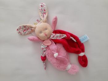 Doudou lapin rose fleurs Poupi BN0111 Baby Nat - Article neuf