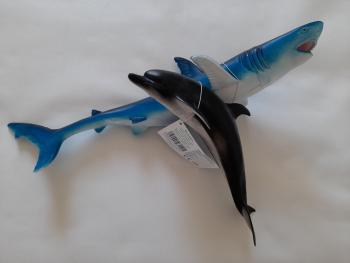 Lot de 2 animaux marins requin et dauphin - Article Neuf