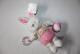 Doudou lapin d'activité rose et blanc Mots d'enfants - Article Neuf