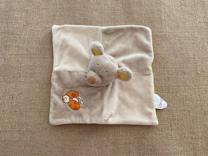 Doudou plat souris beige jaune coccinelle Bengy d'occasion
