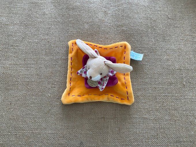 Doudou plat lapin orange rose fuchsia Doudou et Compagnie d'occasion