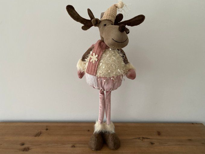 Décoration de Noël figurine Renne rose - Article Neuf