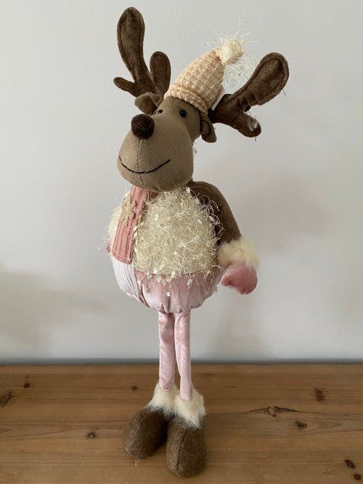 Décoration de Noël figurine Renne rose - Article Neuf