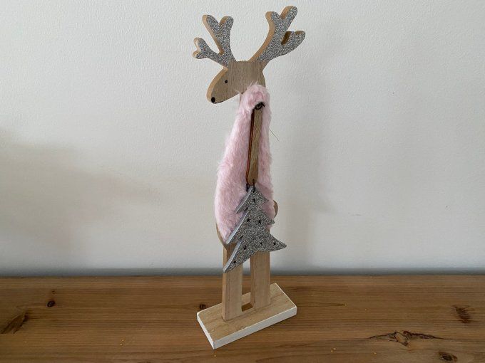 Décoration de Noël figurine Renne rose - Article Neuf 