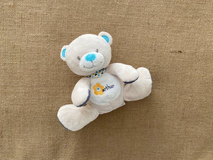 Doudou ours Arthur beige fleur jaune Arthur et Lola d'occasion