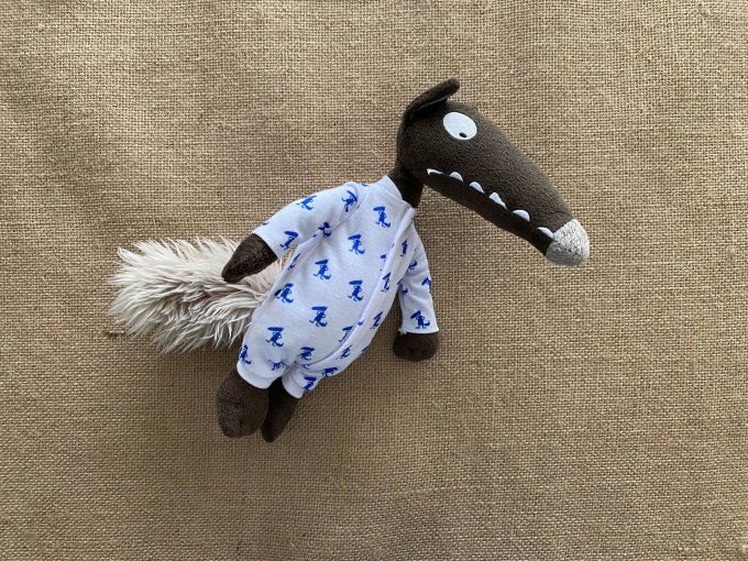 Peluche loup à habiller avec son pyjama Auzou d'occasion