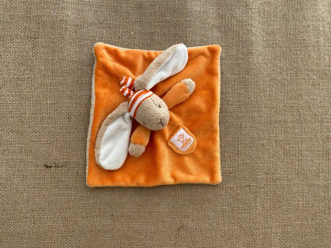 Doudou plat lapin orange Baby Folly d'occasion