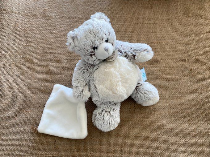 Doudou mouchoir ours beige gris chiné  Les Flocons BN664 Baby Nat d'occasion