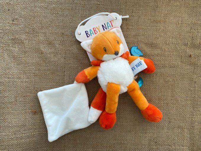 Doudou mouchoir renard Roméo orange blanc BN0643 Baby Nat - Article Neuf