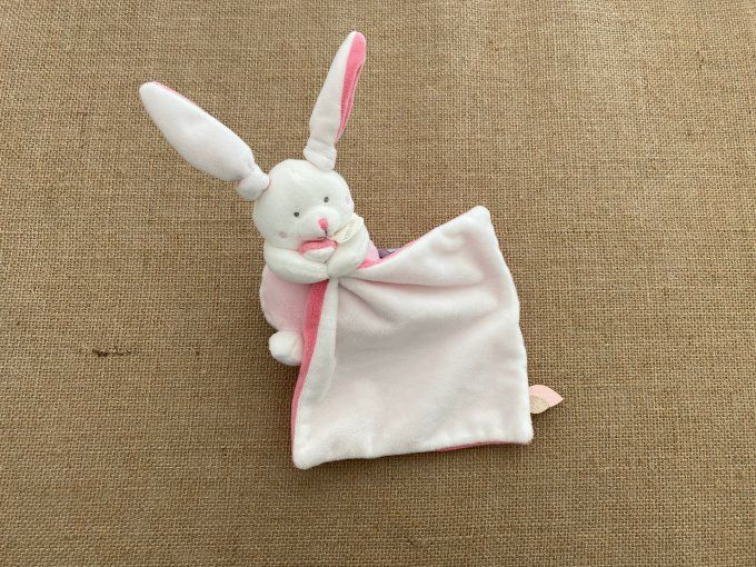 Doudou mouchoir lapin blanc rose BN0464 Baby Nat d'occasion
