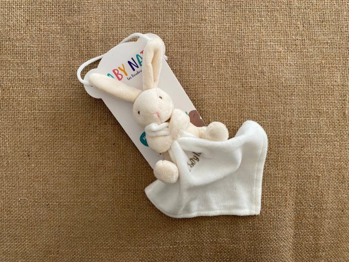 Doudou mouchoir lapin blanc beige BN3521 Baby Nat - Article Neuf