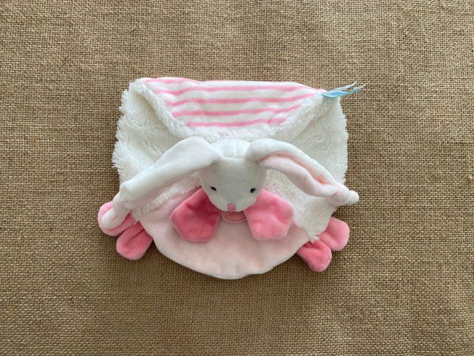 Doudou plat lapin layette rose blanc câlins BN0101 Baby Nat d'occasion