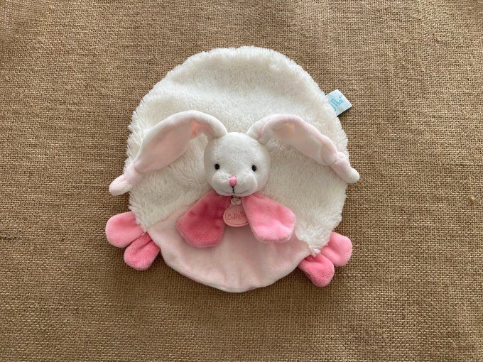 Doudou plat lapin layette rose blanc câlins BN0101 Baby Nat d'occasion