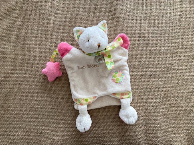 Doudou marionnette chat beige rose Mme Miaou Baby Nat d'occasion