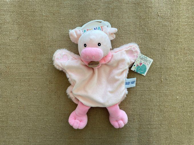 Doudou marionnette cochon rose ferme BN0462 Baby Nat - Article Neuf