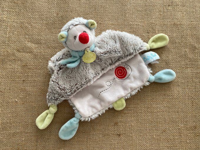 Doudou plat hérisson gris motif escargot Baby Nat' d'occasion