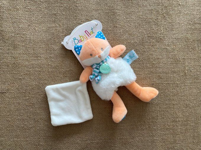 Doudou mouchoir renard Poupi orange Baby Nat - Article Neuf