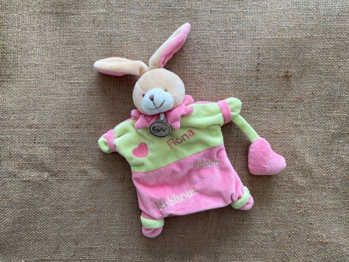 Doudou marionnette lapin Fiona adore les bisous Baby Nat d'occasion