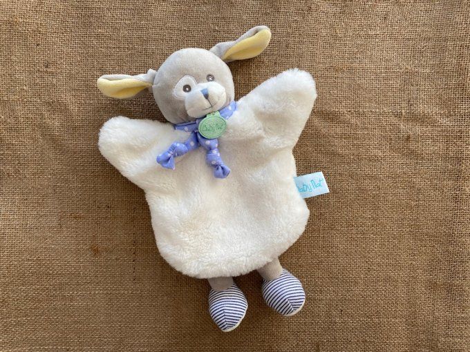 Doudou marionnette chien blanc collection douillettes Baby Nat d'occasion