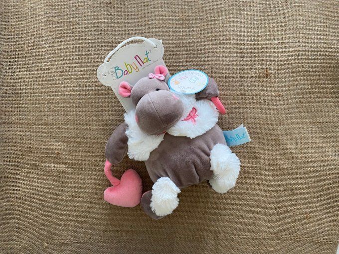 Doudou pantin d'activités Zoé l'hippo rose Baby Nat - Article neuf