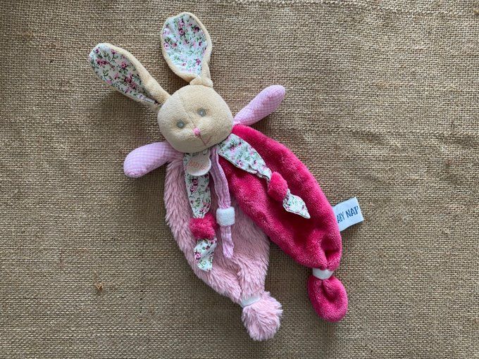 Doudou lapin rose fleurs Poupi BN0111 Baby Nat d'occasion