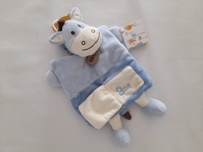 Doudou marionnette âne bleu Alphabet A comme... Ane Baby Nat - Article Neuf