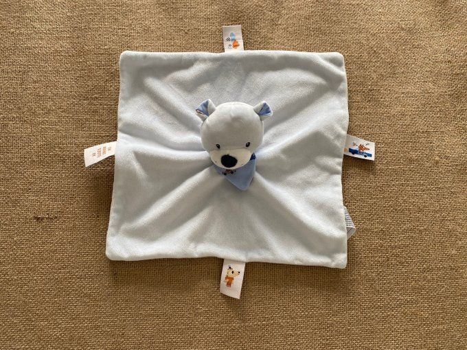 Doudou plat ours bleu ciel bandana Bout'chou d'occasion