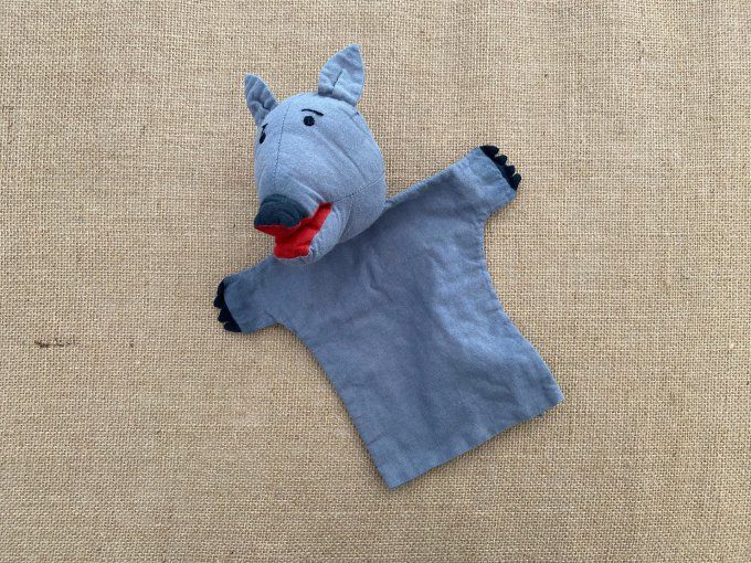 Doudou marionnette Loup gris d'occasion