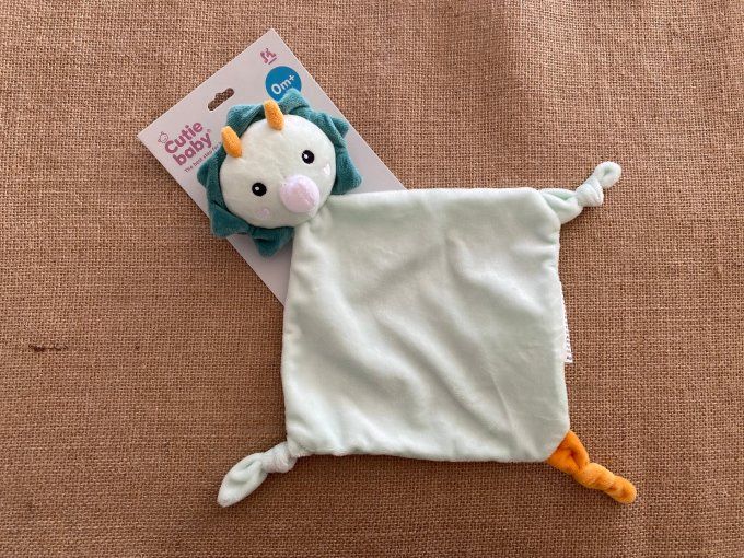 Doudou plat lion vert Cutie Baby - Article Neuf