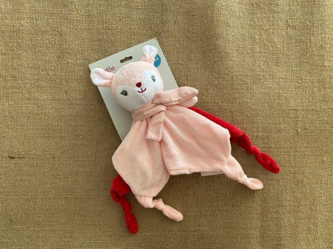Doudou plat biche rose rouge Cutie Baby Nanjing Ruifutong - Article Neuf