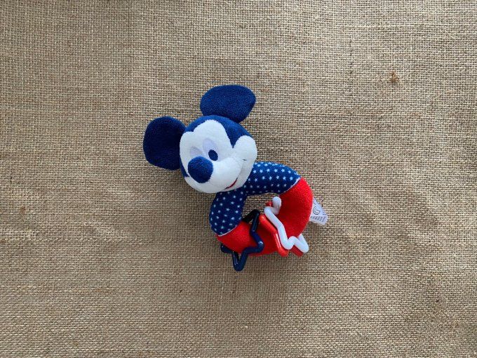 Doudou hochet Mickey rouge bleu étoiles Disney d'occasion