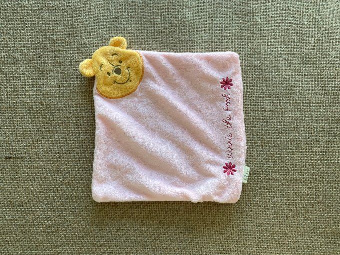 Doudou plat Winnie l'ourson rose Winnie the Pooh Disney d'occasion