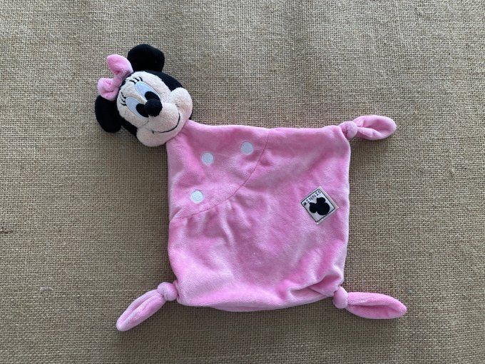 Doudou plat Minnie rose 3 pois gris Disney d'occasion