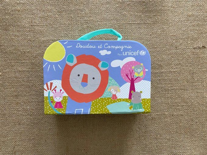 Doudou plat lion bleu DC2886 Unicef Doudou et Compagnie - Article neuf