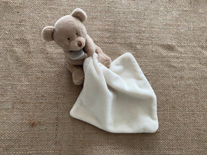 Doudou mouchoir crème ours marron DC302 Doudou et Compagnie