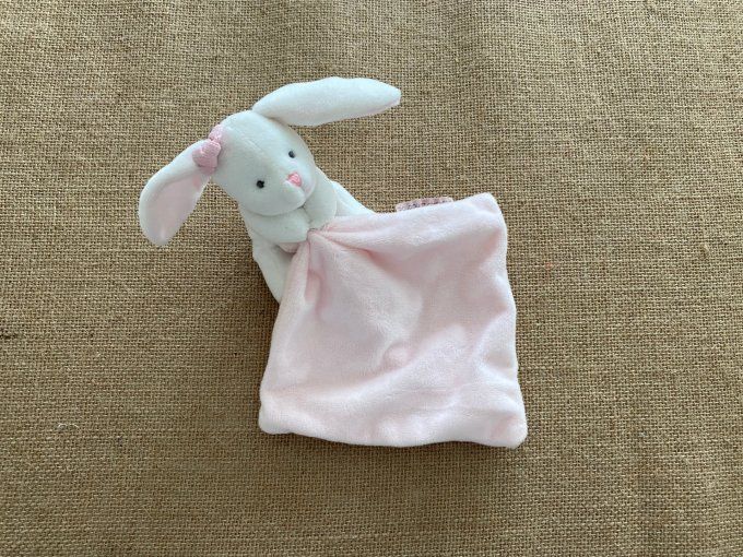 Doudou mouchoir lapin blanc rose Doudou et Compagnie d'occasion