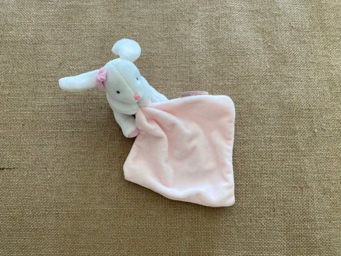 Doudou mouchoir lapin blanc rose Doudou et compagnie d'occasion