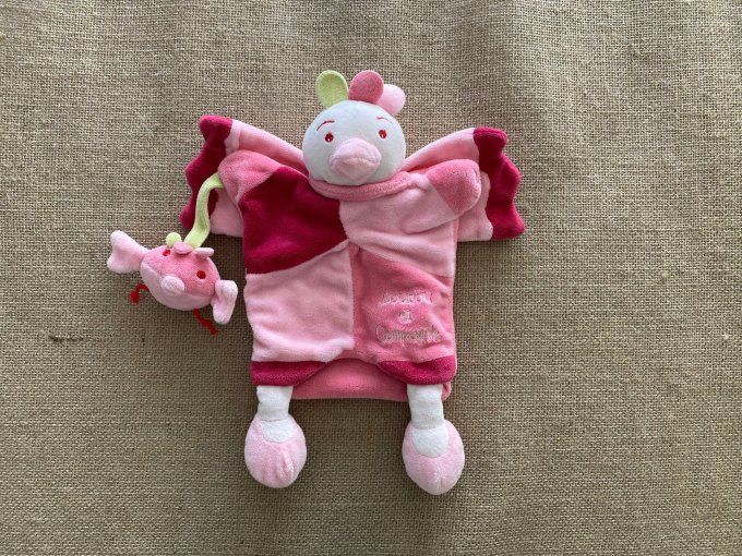 Doudou marionnette poule rose Doudou et Compagnie d'occasion