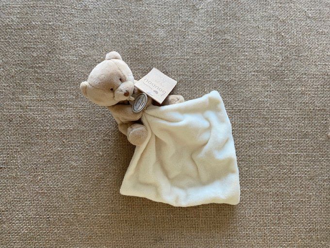 Doudou mouchoir crème ours marron DC302 Doudou et Compagnie - Article Neuf