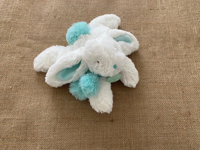 Doudou lapin PM pompon turquoise 25 cm DC2683 Doudou & Compagnie d'occasion