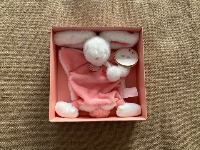 Doudou lapin pompon Corail DC2741 Doudou & Compagnie - Article Neuf 