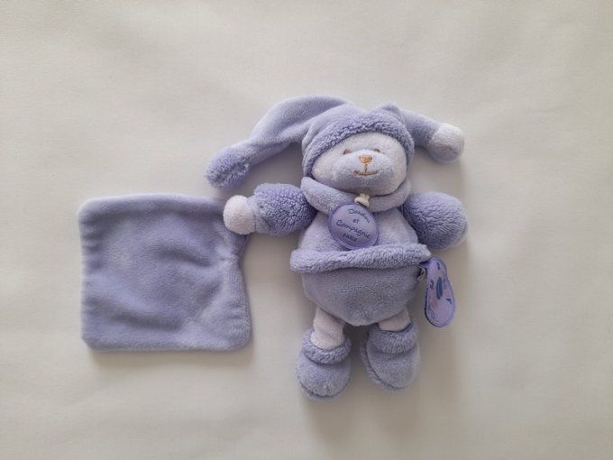 Doudou mouchoir ours pantin violet lavande Douceur Macaron Doudou et Compagnie d'occasion