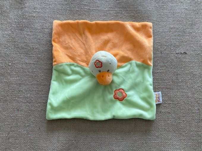 Doudou plat canard orange vert Doukidou d'occasion
