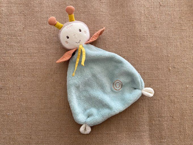 Doudou plat abeille coccinelle papillon vert pale cercle Gmbh Fehn d'occasion